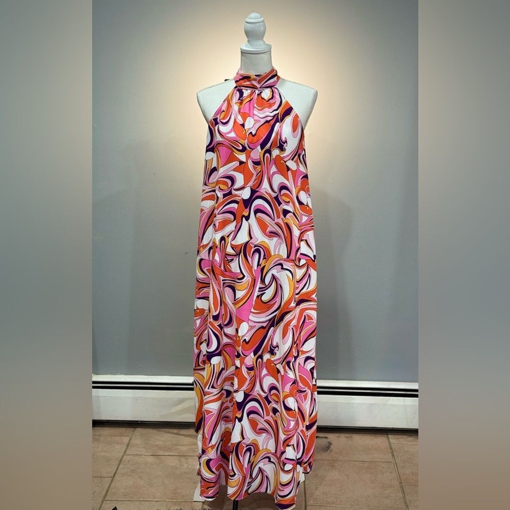 Multicolor Express Halter Neck Maxi Dress Size S EUC